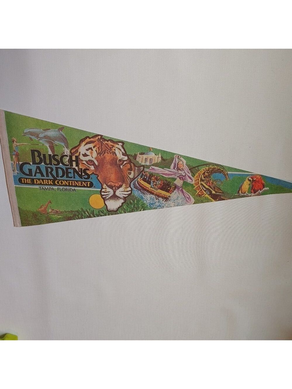 VINTAGE BUSCH GARDENS The Dark Continent Tampa Florida Felt Pennant TIGER